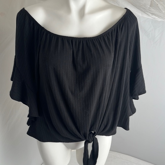 Alyssa Thomas black tie front blouse - Picture 1 of 10